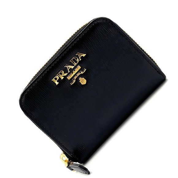 PRADA Saffiano Wallet/Coin Case 1MM268 Black Leather Coin Purse